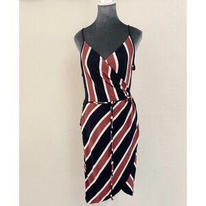 41 Hawthorn Annora Faux Wrap Jersey Dress - Navy/Orange - Size LP
